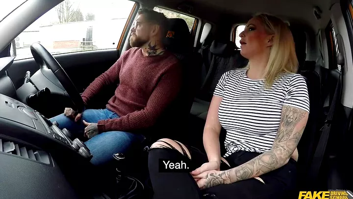 Louise Lee and her driving teacher are fucking on the front seat of the car